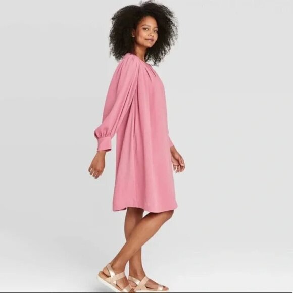 Prologue Balloon Long-Sleeve Dress Heather Rose Size Medium - Picture 8 of 9